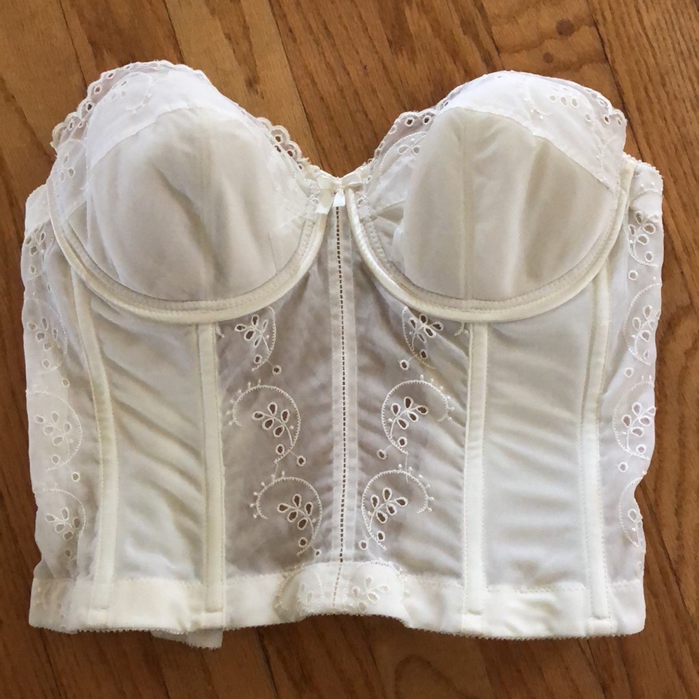 Vintage Off White Bali-hi Strapless Bra Corset Girdle - 36C